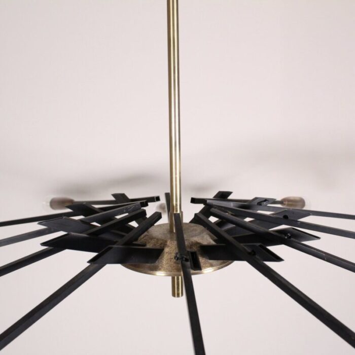 mid century brass black metal ceiling lamp by oscar torlasco for lumi 10