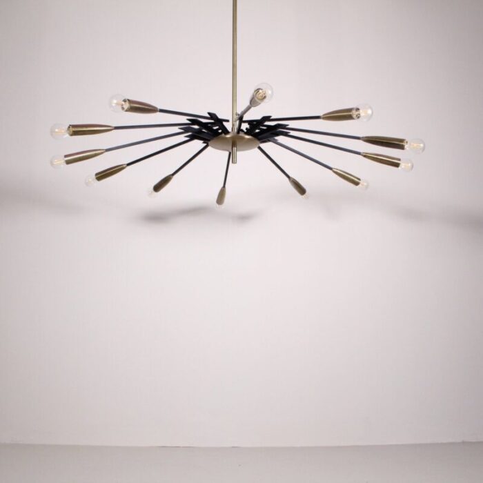 mid century brass black metal ceiling lamp by oscar torlasco for lumi 11