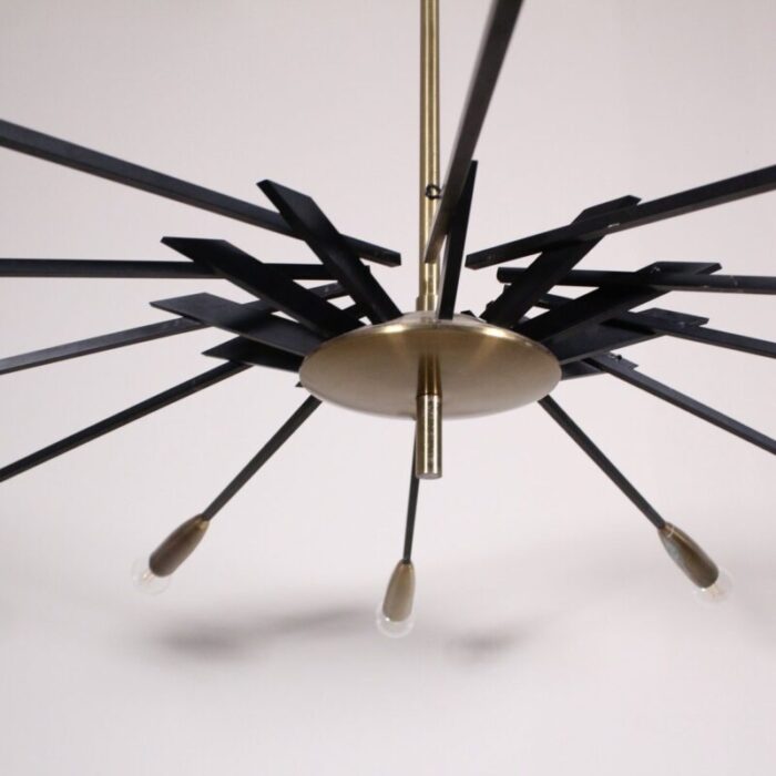 mid century brass black metal ceiling lamp by oscar torlasco for lumi 12