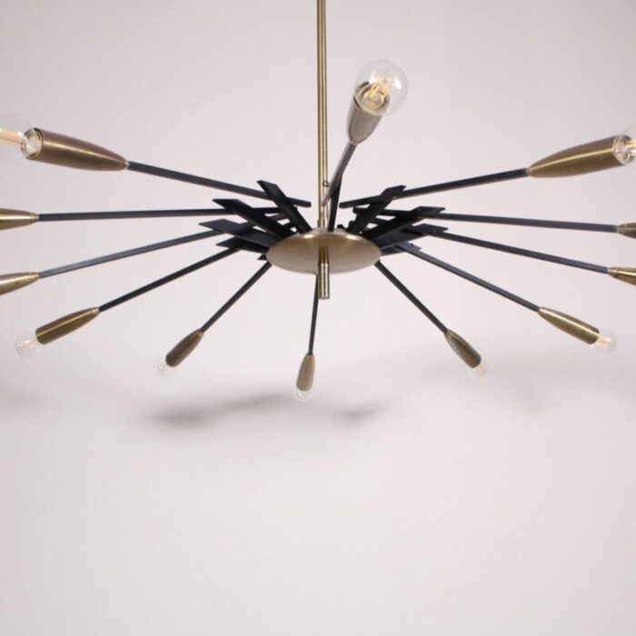 mid century brass black metal ceiling lamp by oscar torlasco for lumi 13