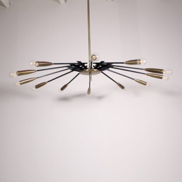 mid century brass black metal ceiling lamp by oscar torlasco for lumi 14