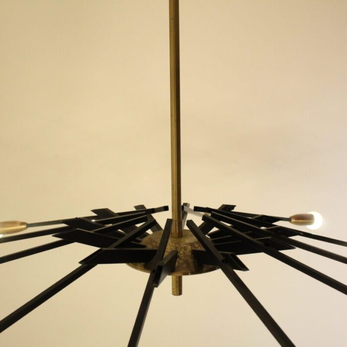 mid century brass black metal ceiling lamp by oscar torlasco for lumi 2