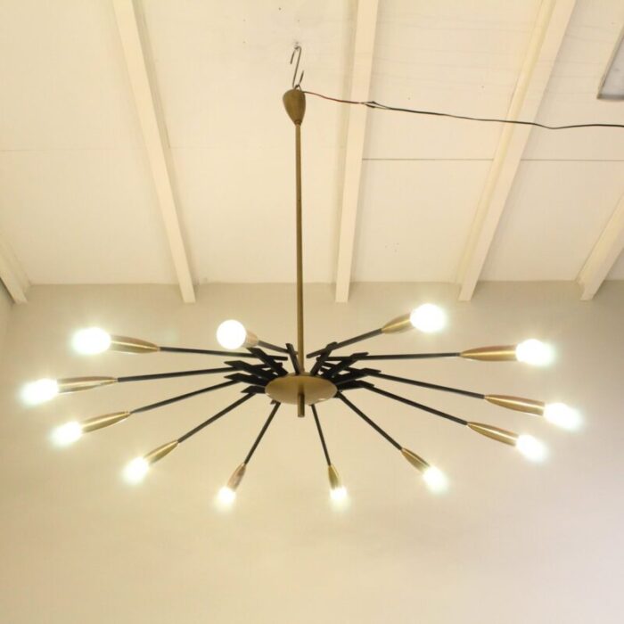 mid century brass black metal ceiling lamp by oscar torlasco for lumi 4