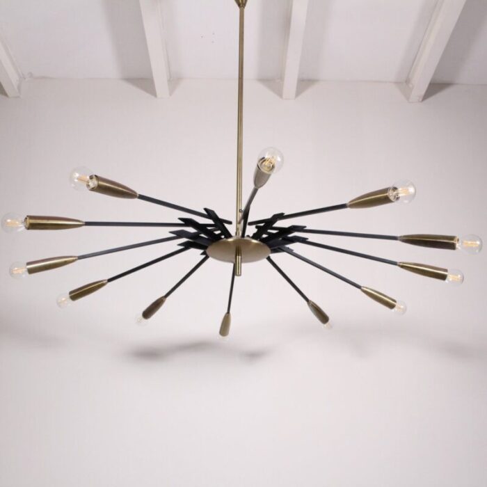 mid century brass black metal ceiling lamp by oscar torlasco for lumi 6