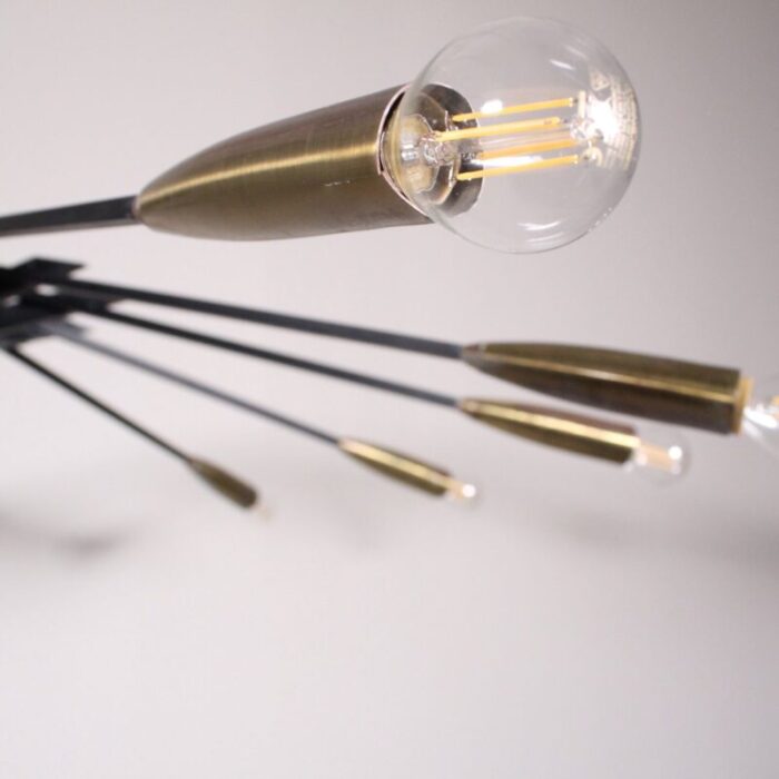 mid century brass black metal ceiling lamp by oscar torlasco for lumi 7