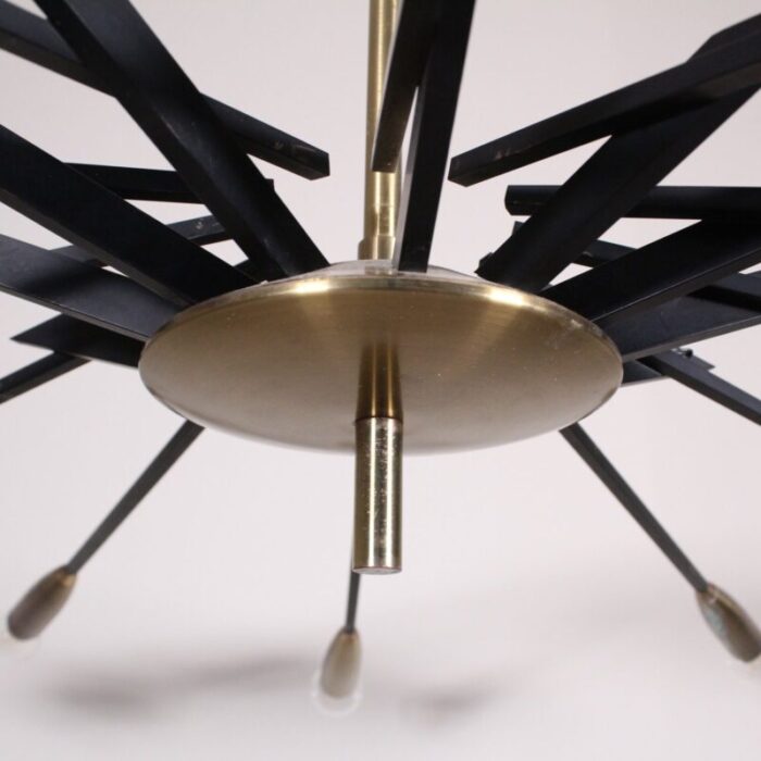 mid century brass black metal ceiling lamp by oscar torlasco for lumi 8