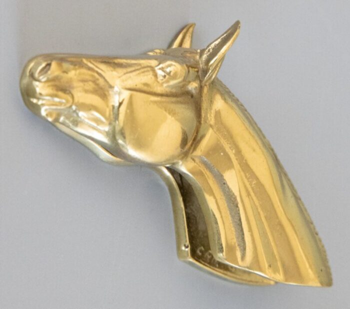 mid century brass equestrian horse head desk letter or paper clip 1094