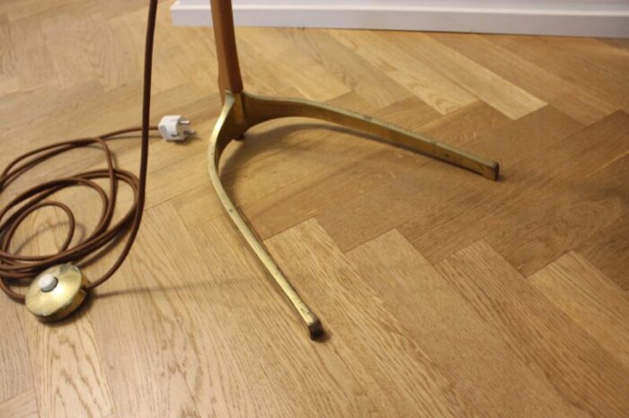 mid century brass walnut thorn rod floor lamp by j t kalmar for kalmar austria 1950s 12