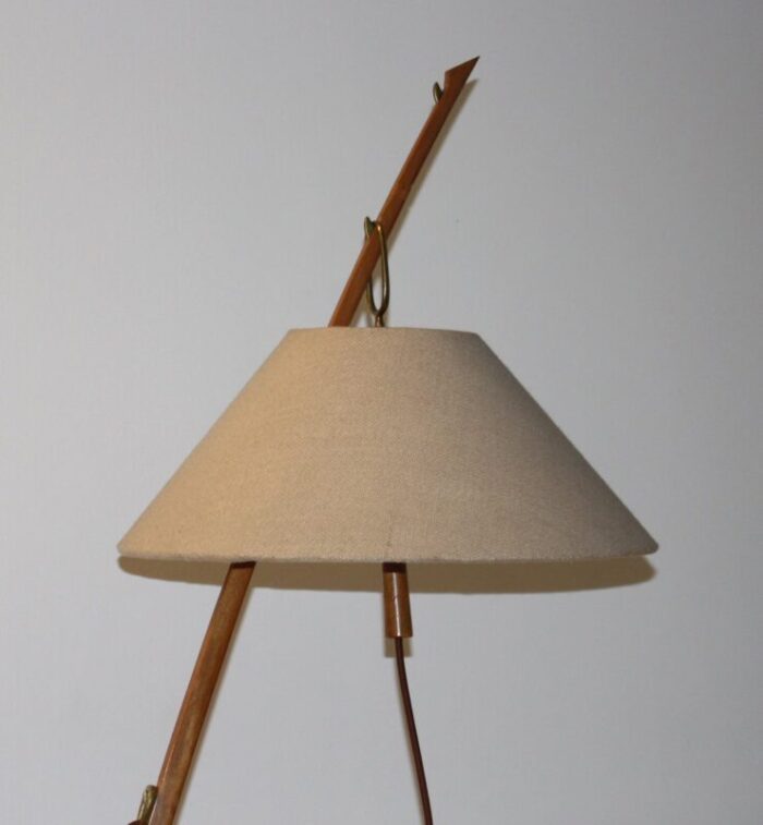 mid century brass walnut thorn rod floor lamp by j t kalmar for kalmar austria 1950s 3