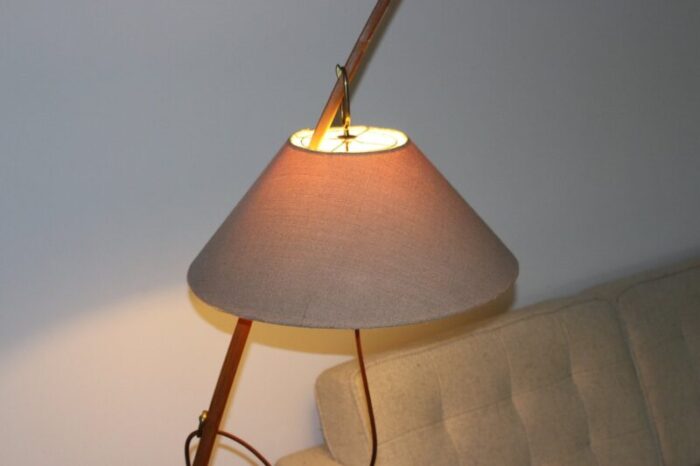 mid century brass walnut thorn rod floor lamp by j t kalmar for kalmar austria 1950s 5