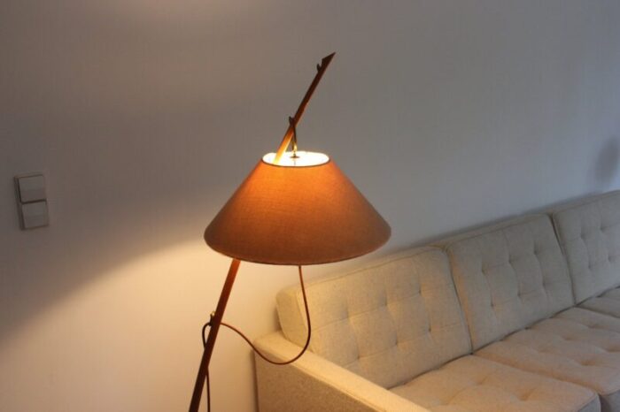 mid century brass walnut thorn rod floor lamp by j t kalmar for kalmar austria 1950s 6