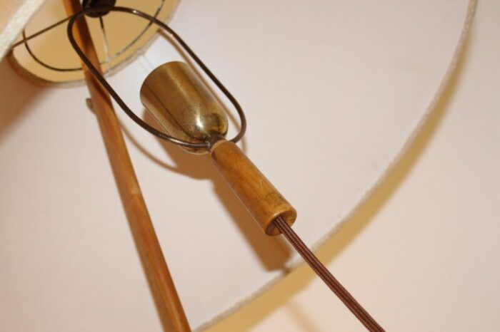 mid century brass walnut thorn rod floor lamp by j t kalmar for kalmar austria 1950s 8