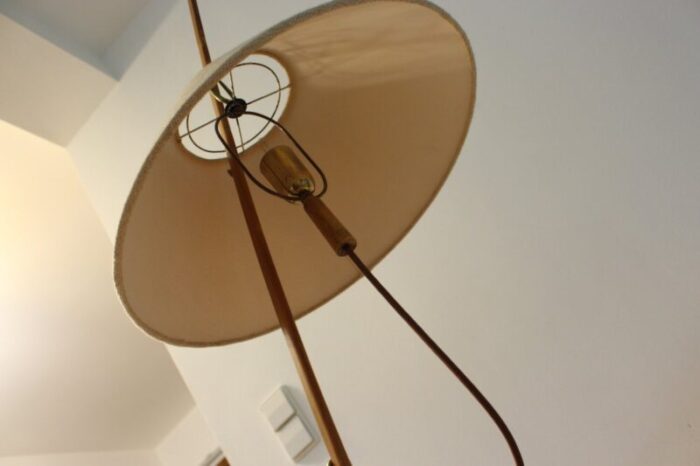 mid century brass walnut thorn rod floor lamp by j t kalmar for kalmar austria 1950s 9