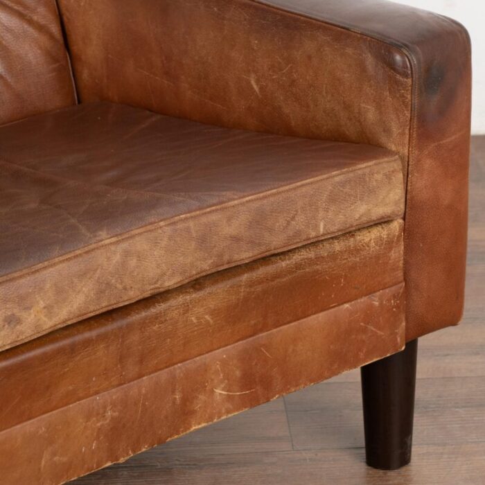 mid century brown vintage leather arm chair denmark circa 1960 4963