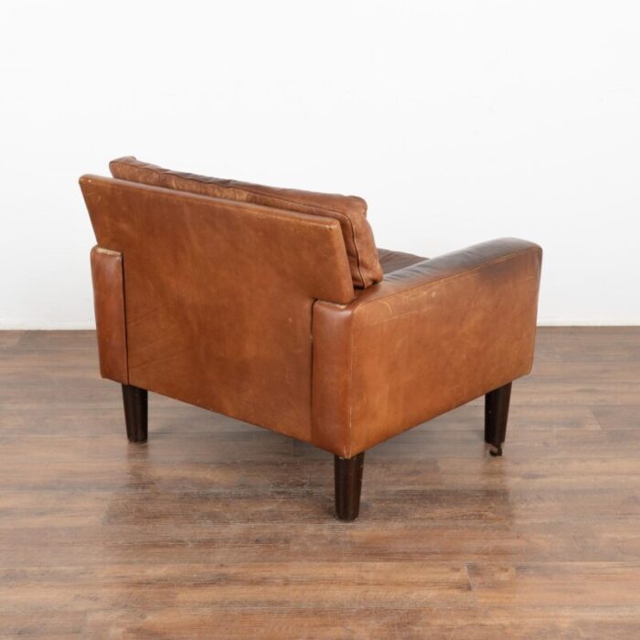 mid century brown vintage leather arm chair denmark circa 1960 8994