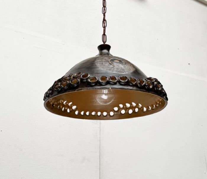 mid century brutalist danish studio pottery pendant lamp from bjorn keramik 1960s 14