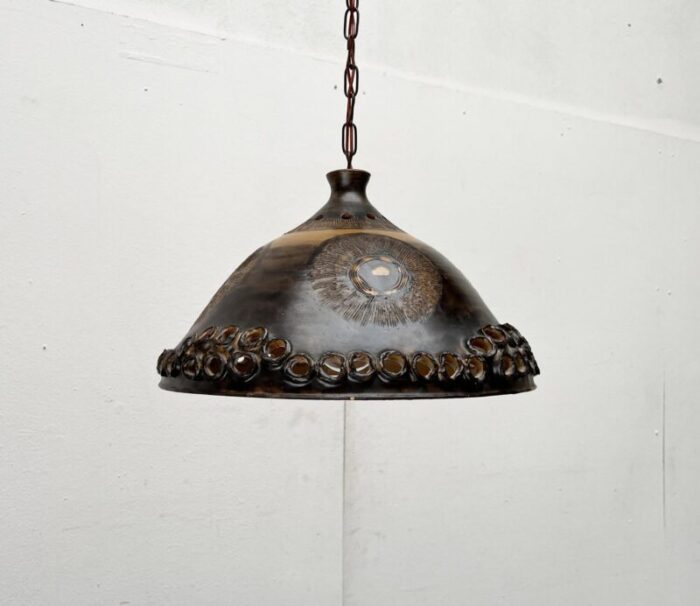 mid century brutalist danish studio pottery pendant lamp from bjorn keramik 1960s 17