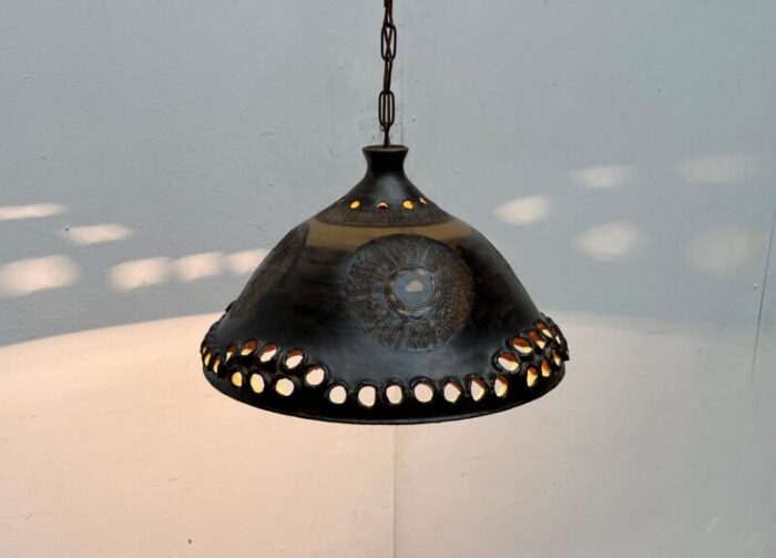 mid century brutalist danish studio pottery pendant lamp from bjorn keramik 1960s 2