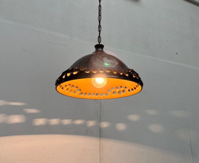 mid century brutalist danish studio pottery pendant lamp from bjorn keramik 1960s 3