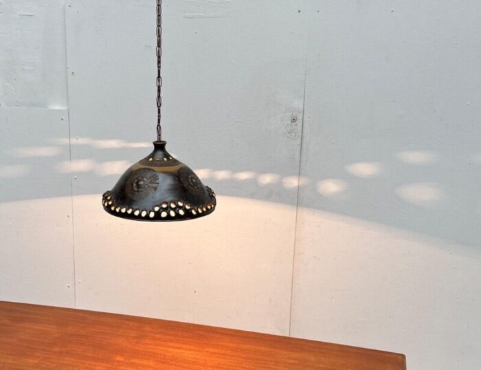 mid century brutalist danish studio pottery pendant lamp from bjorn keramik 1960s 7