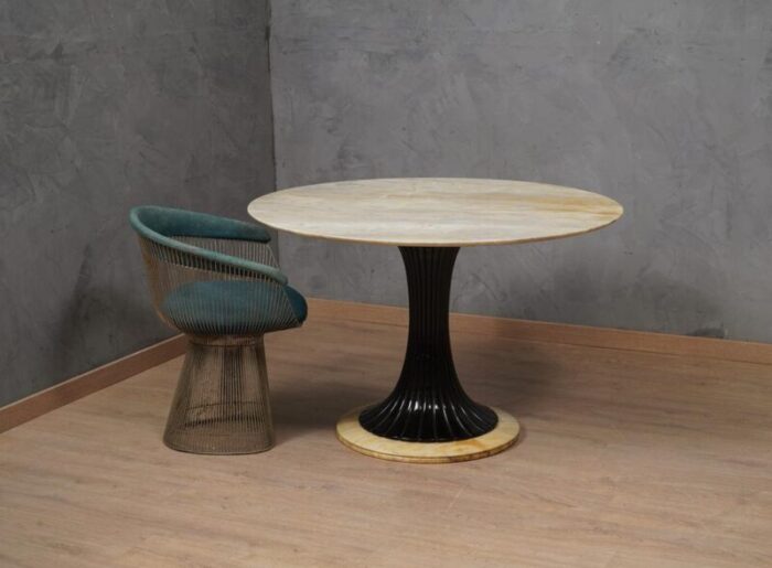 mid century center table dassi in marble and wood 1950s 3957