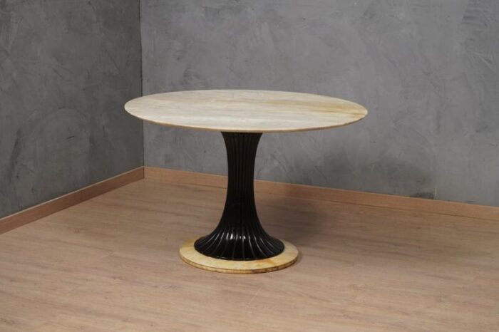 mid century center table dassi in marble and wood 1950s 8152