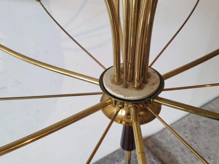 mid century chandelier in brass and resin from lunel 1950s 0491