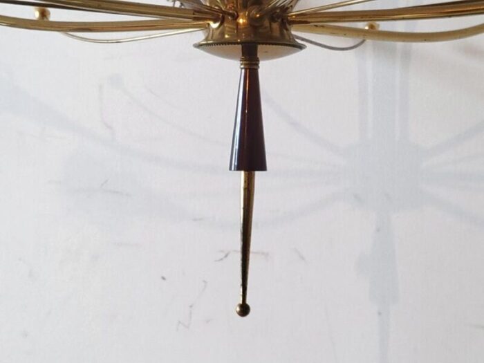 mid century chandelier in brass and resin from lunel 1950s 6378