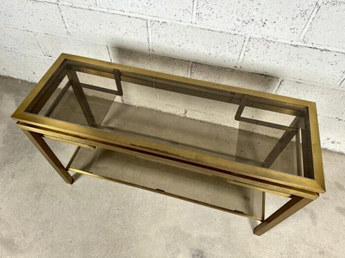 mid century console in golden brass 1970s 0175