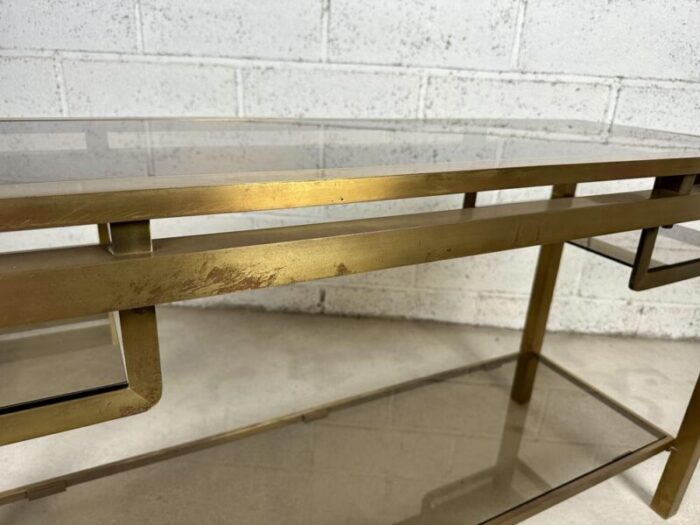 mid century console in golden brass 1970s 1538