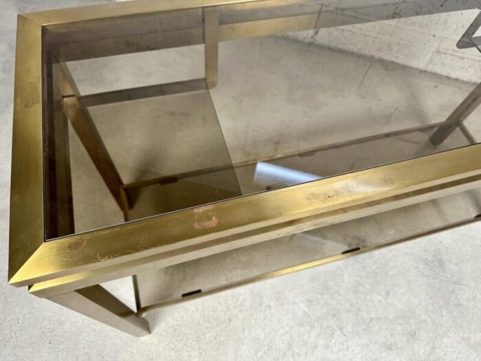 mid century console in golden brass 1970s 7471