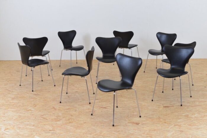 mid century danish 3107 chairs by arne jacobsen for fritz hansen set of 6 1