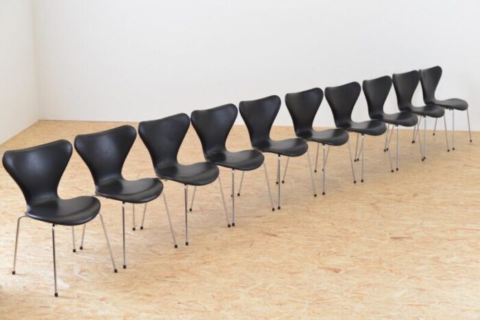 mid century danish 3107 chairs by arne jacobsen for fritz hansen set of 6 7