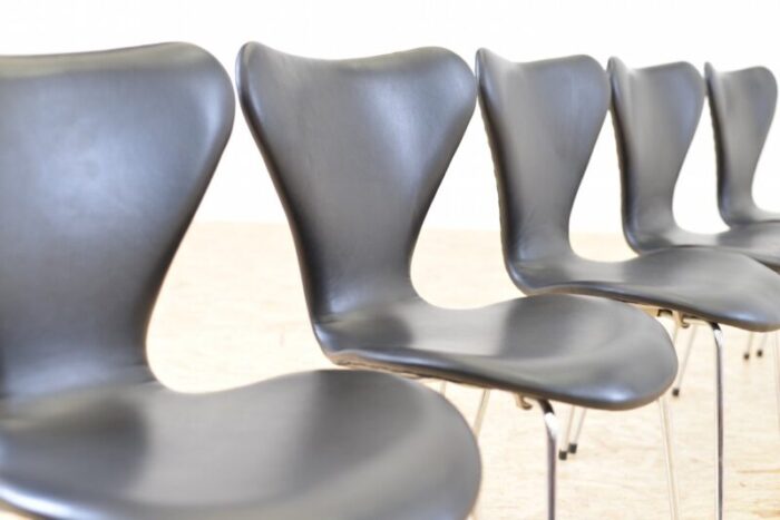 mid century danish 3107 chairs by arne jacobsen for fritz hansen set of 6 8