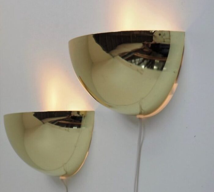 mid century danish golden sconces by hasbro 1970s set of 2 1