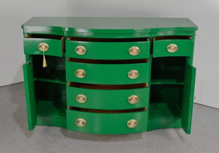 mid century federal style buffet console travis court collection by drexel in green newly painted 0823