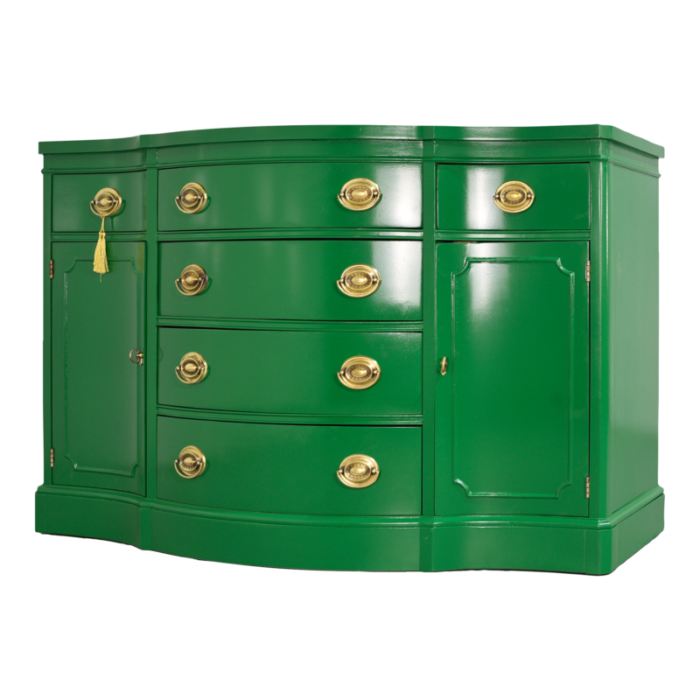 mid century federal style buffet console travis court collection by drexel in green newly painted 1851