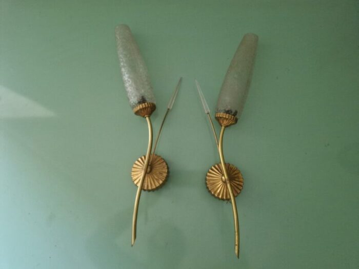 mid century french floral wall sconces 1950s set of 2 9