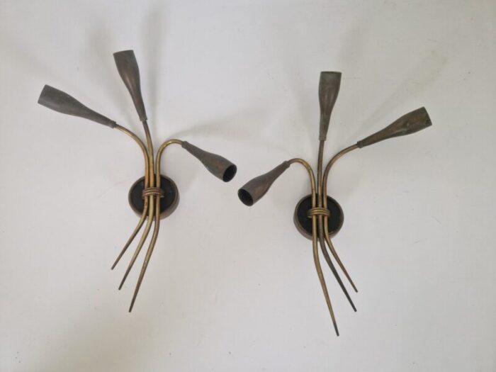 mid century french spider wall sconces 1950s set of 2 1