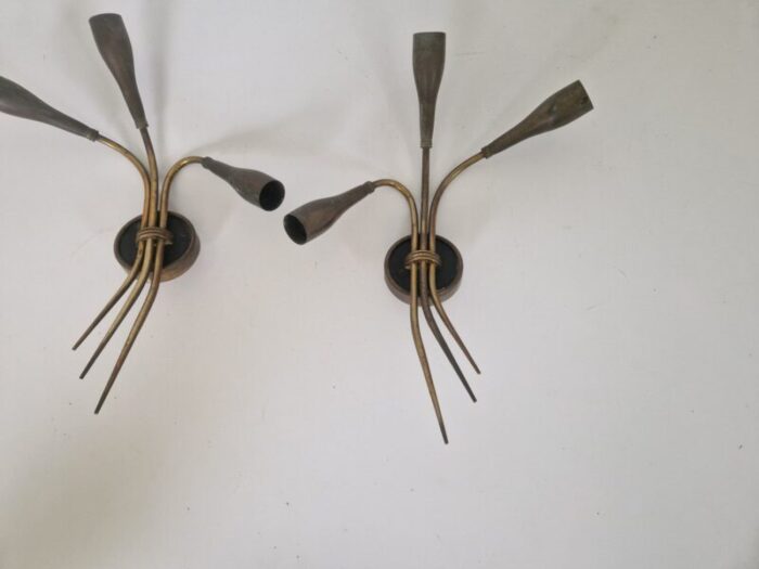 mid century french spider wall sconces 1950s set of 2 5