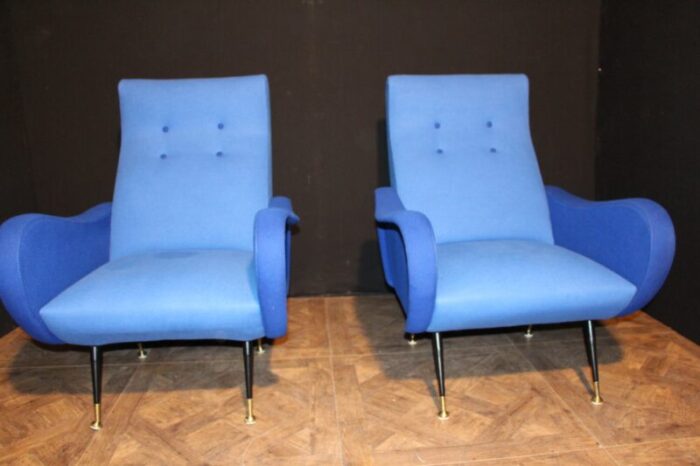 mid century italian blue chairs 1950s set of 2 2