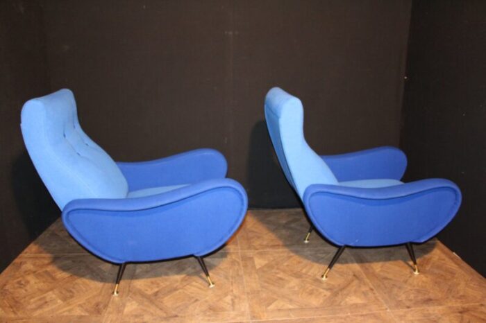 mid century italian blue chairs 1950s set of 2 3