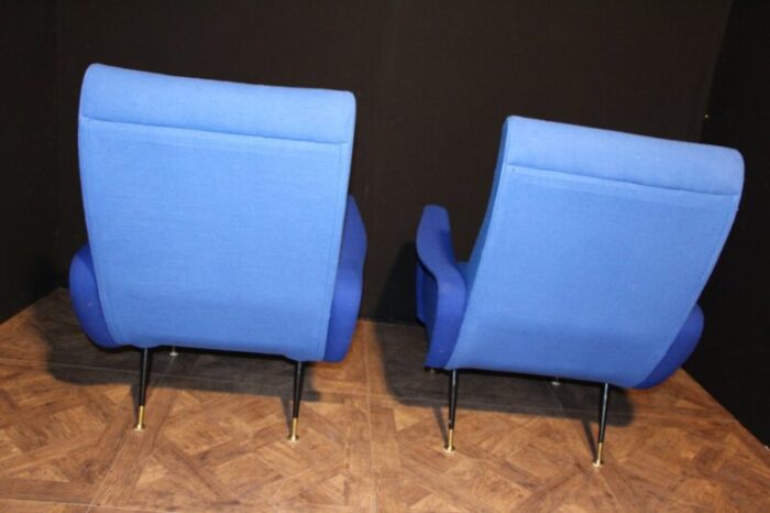 mid century italian blue chairs 1950s set of 2 4