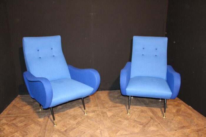 mid century italian blue chairs 1950s set of 2 6