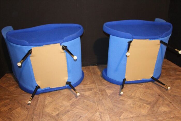 mid century italian blue chairs 1950s set of 2 9