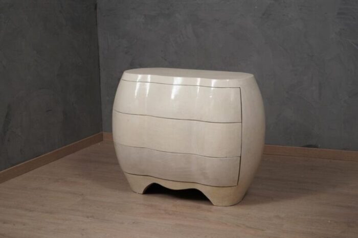 mid century italian goatskin wooden commode 1980 5391