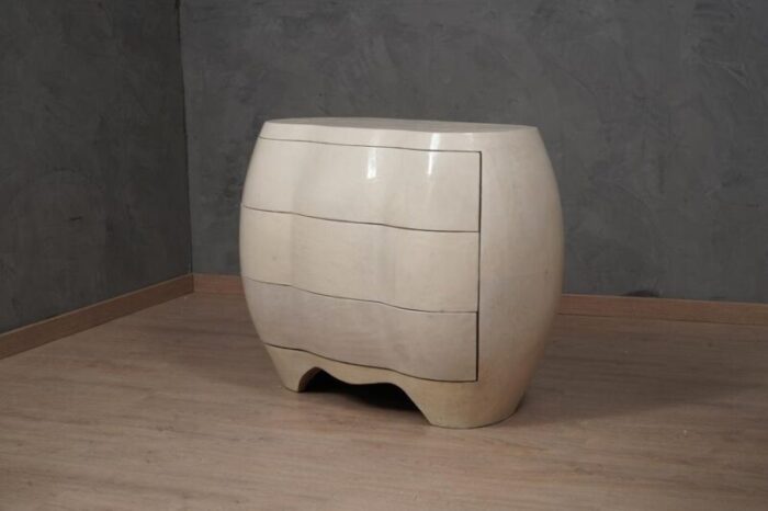 mid century italian goatskin wooden commode 1980 6930