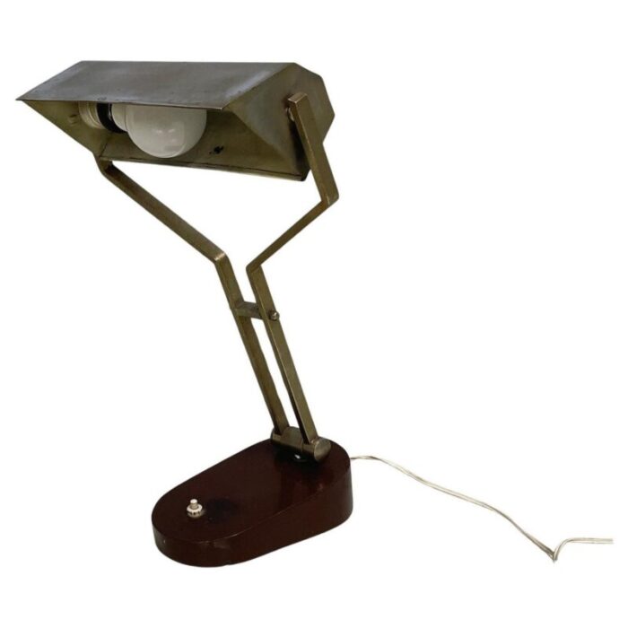 mid century italian modern adjustable desk or table lamp in brown metal 1930s 1