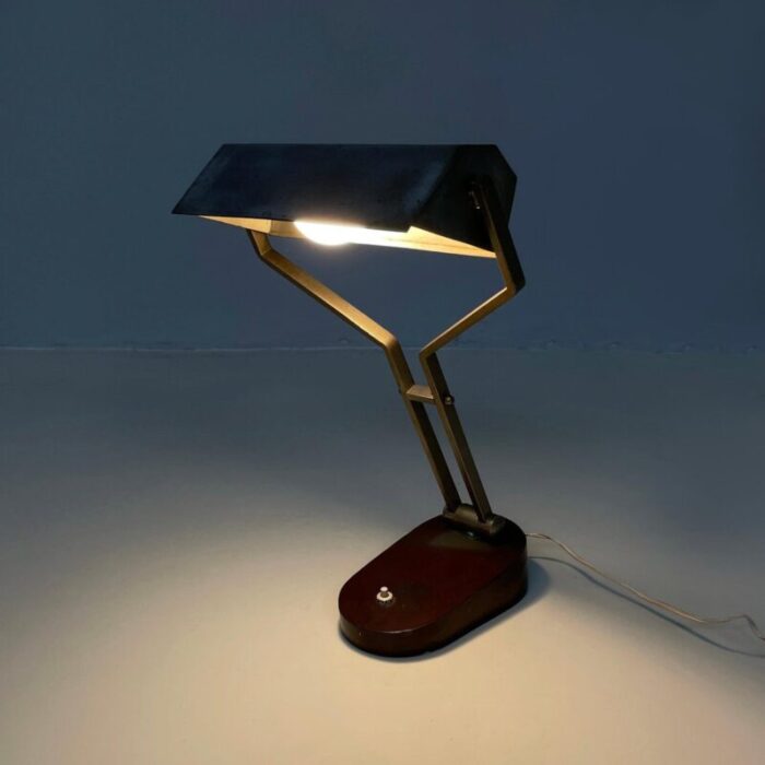 mid century italian modern adjustable desk or table lamp in brown metal 1930s 2