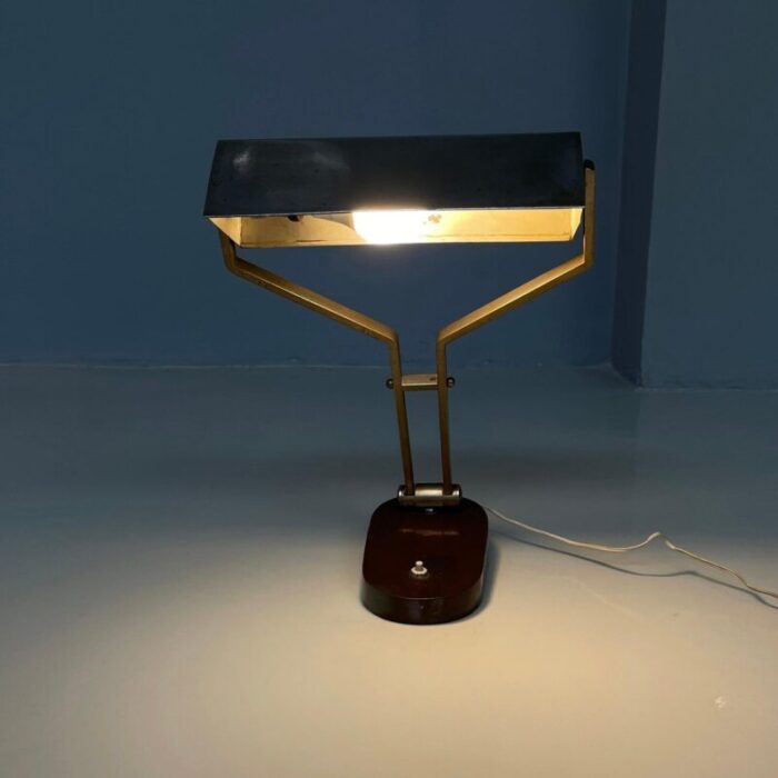 mid century italian modern adjustable desk or table lamp in brown metal 1930s 5